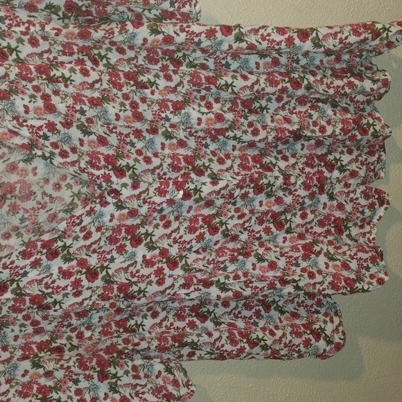 Solitaire Floral V Neck Button Down Short Sleeve Top L - Picture 3 of 7